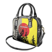 Macedonia Shoulder Handbag with Howling Wolf and Sunset Forest Design - Wonder Print Shop