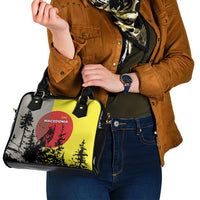 Macedonia Shoulder Handbag with Howling Wolf and Sunset Forest Design - Wonder Print Shop