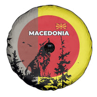 Macedonia Spare Tire Cover with Howling Wolf and Sunset Forest Design - Wonder Print Shop