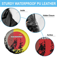 Macedonia Spare Tire Cover with Howling Wolf and Sunset Forest Design - Wonder Print Shop