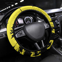 Macedonia Steering Wheel Cover with Howling Wolf and Sunset Forest Design - Wonder Print Shop