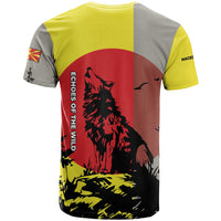 Macedonia T Shirt with Howling Wolf and Sunset Forest Design - Wonder Print Shop