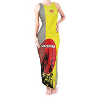 Macedonia Tank Maxi Dress with Howling Wolf and Sunset Forest Design - Wonder Print Shop