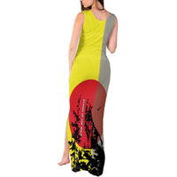 Macedonia Tank Maxi Dress with Howling Wolf and Sunset Forest Design - Wonder Print Shop