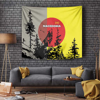 Macedonia Tapestry with Howling Wolf and Sunset Forest Design - Wonder Print Shop