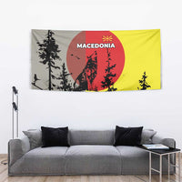 Macedonia Tapestry with Howling Wolf and Sunset Forest Design - Wonder Print Shop