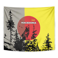 Macedonia Tapestry with Howling Wolf and Sunset Forest Design - Wonder Print Shop