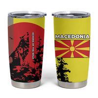 Macedonia Tumbler Cup with Howling Wolf and Sunset Forest Design - Wonder Print Shop