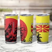 Macedonia Tumbler Cup with Howling Wolf and Sunset Forest Design - Wonder Print Shop