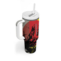Macedonia Tumbler With Handle with Howling Wolf and Sunset Forest Design - Wonder Print Shop