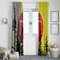 Macedonia Window Curtain with Howling Wolf and Sunset Forest Design - Wonder Print Shop