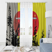 Macedonia Window Curtain with Howling Wolf and Sunset Forest Design - Wonder Print Shop