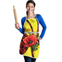 Macedonia Apron with Red Poppy Flower and Curved Panel Design - Wonder Print Shop