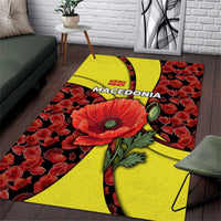 Macedonia Area Rug with Red Poppy Flower and Curved Panel Design - Wonder Print Shop