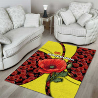 Macedonia Area Rug with Red Poppy Flower and Curved Panel Design - Wonder Print Shop