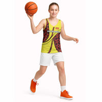 Macedonia Basketball Jersey with Red Poppy Flower and Curved Panel Design - Wonder Print Shop