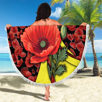 Macedonia Beach Blanket with Red Poppy Flower and Curved Panel Design - Wonder Print Shop