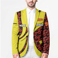 Macedonia Blazer with Red Poppy Flower and Curved Panel Design - Wonder Print Shop