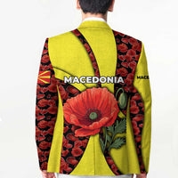Macedonia Blazer with Red Poppy Flower and Curved Panel Design - Wonder Print Shop