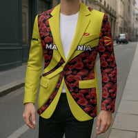 Macedonia Blazer with Red Poppy Flower and Curved Panel Design - Wonder Print Shop