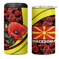 Macedonia 4 in 1 Can Cooler Tumbler with Red Poppy Flower and Curved Panel Design - Wonder Print Shop