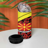 Macedonia 4 in 1 Can Cooler Tumbler with Red Poppy Flower and Curved Panel Design - Wonder Print Shop
