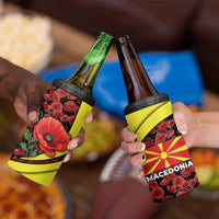 Macedonia 4 in 1 Can Cooler Tumbler with Red Poppy Flower and Curved Panel Design - Wonder Print Shop