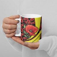 Macedonia Ceramic Mug with Red Poppy Flower and Curved Panel Design - Wonder Print Shop