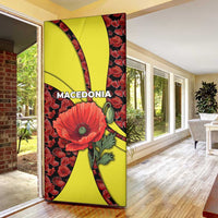 Macedonia Door Cover with Red Poppy Flower and Curved Panel Design - Wonder Print Shop