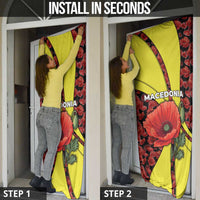 Macedonia Door Cover with Red Poppy Flower and Curved Panel Design - Wonder Print Shop