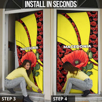 Macedonia Door Cover with Red Poppy Flower and Curved Panel Design - Wonder Print Shop