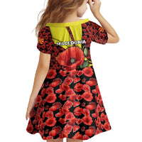 Macedonia Family Matching Off Shoulder Maxi Dress and Hawaiian Shirt with Red Poppy Flower and Curved Panel Design - Wonder Print Shop