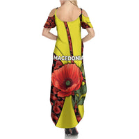 Macedonia Family Matching Summer Maxi Dress and Hawaiian Shirt with Red Poppy Flower and Curved Panel Design - Wonder Print Shop