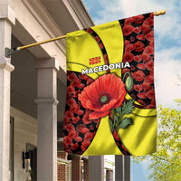 Macedonia Garden Flag with Red Poppy Flower and Curved Panel Design - Wonder Print Shop