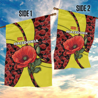 Macedonia Garden Flag with Red Poppy Flower and Curved Panel Design - Wonder Print Shop