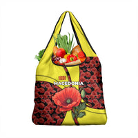 Macedonia Grocery Bag with Red Poppy Flower and Curved Panel Design - Wonder Print Shop
