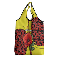 Macedonia Grocery Bag with Red Poppy Flower and Curved Panel Design - Wonder Print Shop