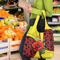 Macedonia Grocery Bag with Red Poppy Flower and Curved Panel Design - Wonder Print Shop