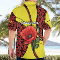 Macedonia Hawaiian Shirt with Red Poppy Flower and Curved Panel Design - Wonder Print Shop
