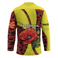 Macedonia Hockey Jersey with Red Poppy Flower and Curved Panel Design - Wonder Print Shop