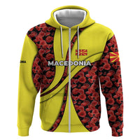 Macedonia Hoodie with Red Poppy Flower and Curved Panel Design - Wonder Print Shop