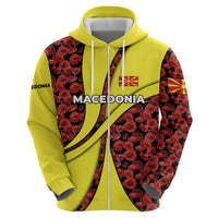 Macedonia Hoodie with Red Poppy Flower and Curved Panel Design - Wonder Print Shop