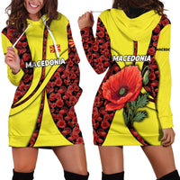 Macedonia Hoodie Dress with Red Poppy Flower and Curved Panel Design - Wonder Print Shop