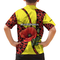 Macedonia Kid Hawaiian Shirt with Red Poppy Flower and Curved Panel Design - Wonder Print Shop