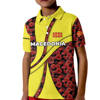 Macedonia Kid Polo Shirt with Red Poppy Flower and Curved Panel Design - Wonder Print Shop