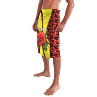 Macedonia Lavalava with Red Poppy Flower and Curved Panel Design - Wonder Print Shop