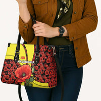 Macedonia Leather Bag with Red Poppy Flower and Curved Panel Design - Wonder Print Shop