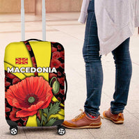 Macedonia Luggage Cover with Red Poppy Flower and Curved Panel Design - Wonder Print Shop