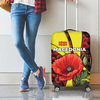 Macedonia Luggage Cover with Red Poppy Flower and Curved Panel Design - Wonder Print Shop