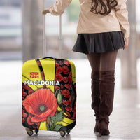 Macedonia Luggage Cover with Red Poppy Flower and Curved Panel Design - Wonder Print Shop